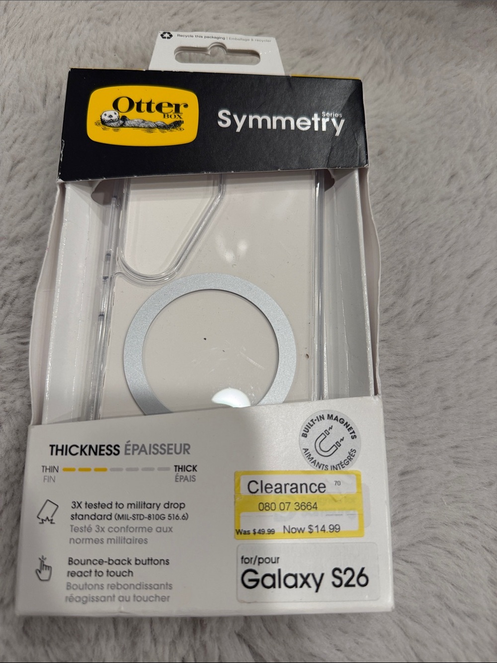 OtterBox Symmetry Clear Case with White Magnetic Ring for Galaxy S26